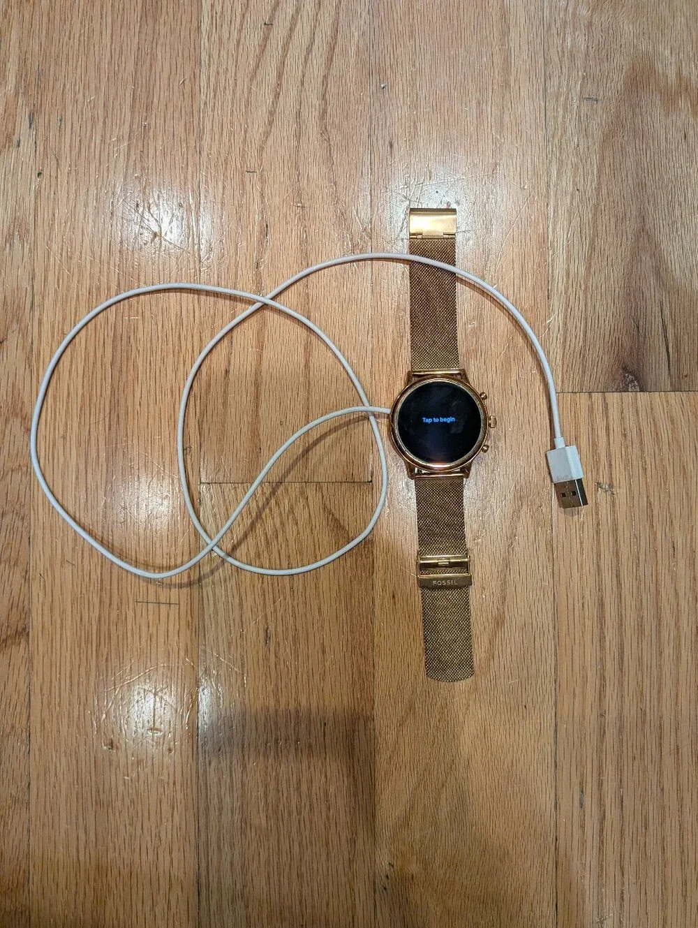 Fossil Julianna smartwatch rose gold-tone stainless steel mesh bracelet